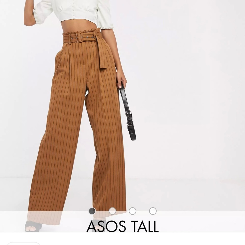 ASOS DESIGN Tall belted wide leg pants in pinstripe (14)
